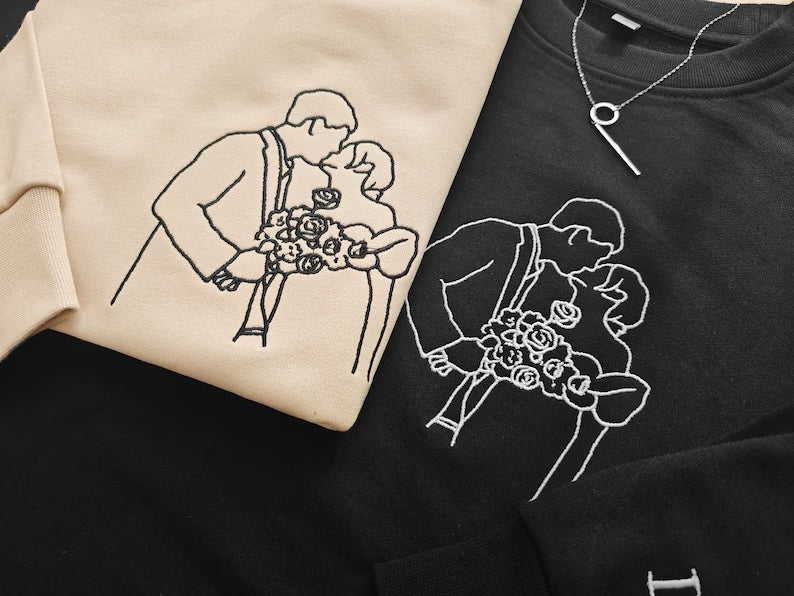 Embroidered Line Art Crewneck