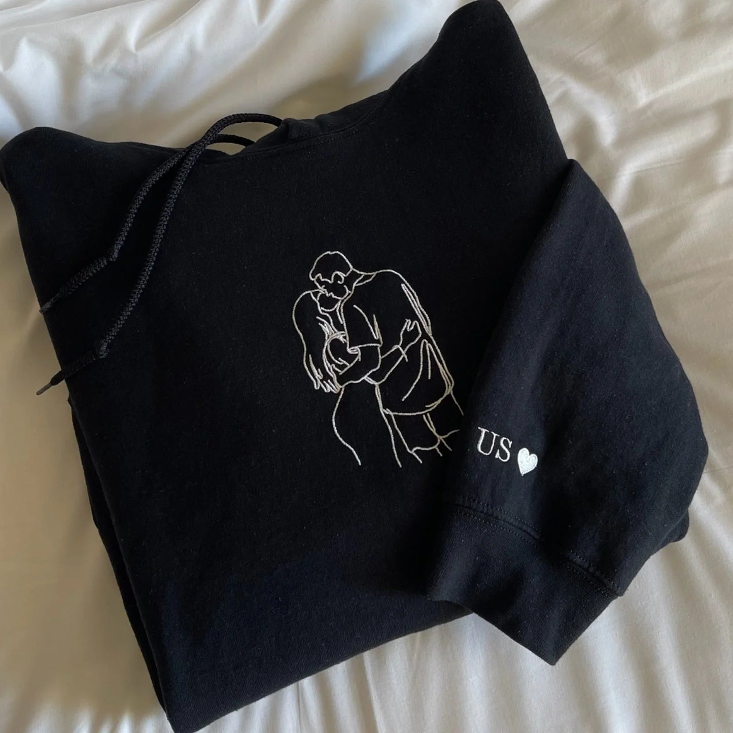 Embroidered Line Art Hoodie