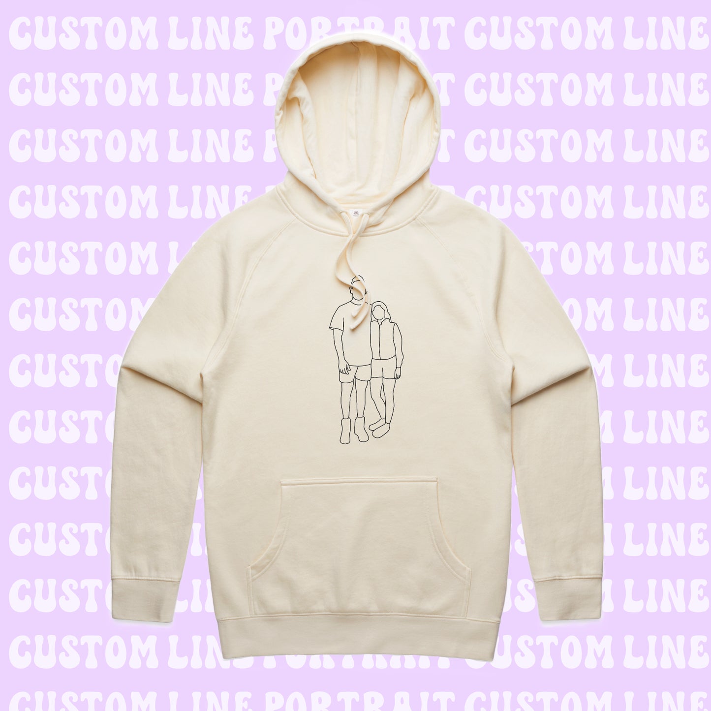 Embroidered Line Art Hoodie