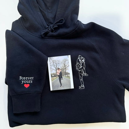 Embroidered Line Art Hoodie