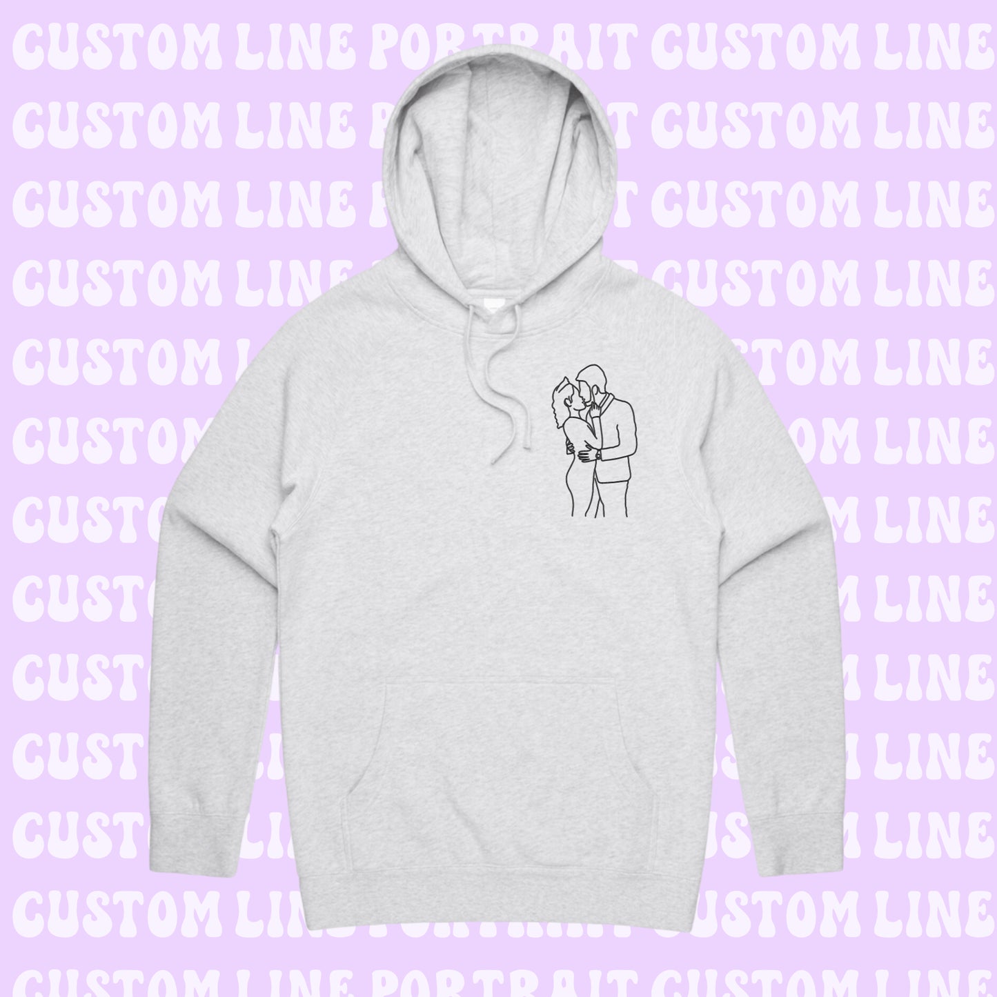 Embroidered Line Art Hoodie