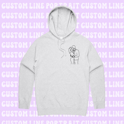 Embroidered Line Art Hoodie